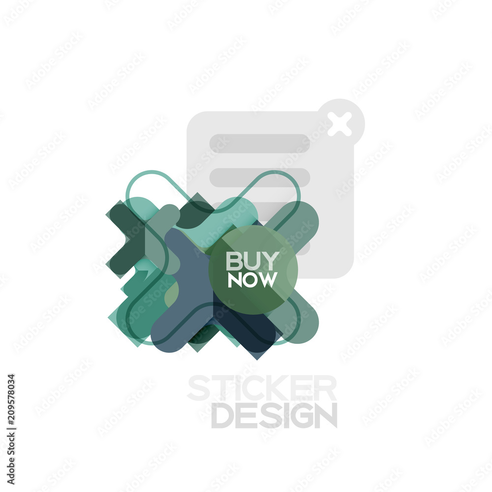 Flat design cross shape geometric sticker icon, paper style design with buy now sample text, for business or web presentation, app or interface buttons Flat design cross shape geometric sticker icon, paper style design with buy now sample text, for business or web presentation, app or interface buttons