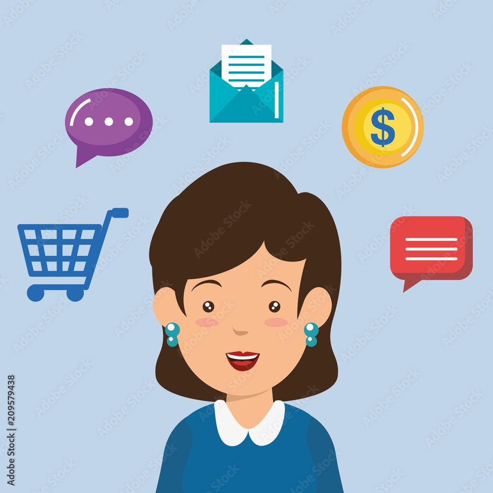 avatar woman with social media marketing vector illustration design avatar woman with social media marketing vector illustration design