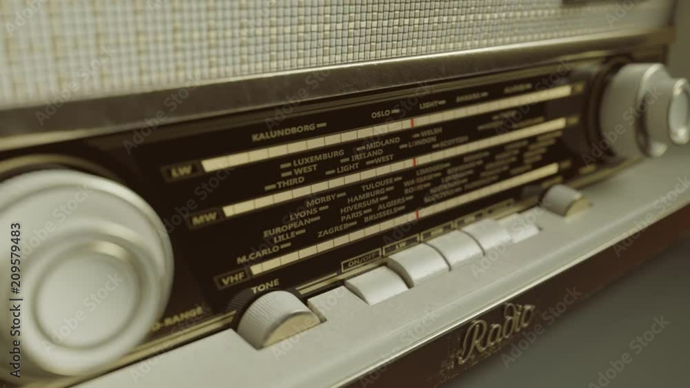 Detail Of An Old Analog Radio Display With All Radio Stations. Retro ...