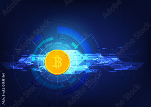 Abstract bitcoin crypto currency blockchain technology Background Illustration