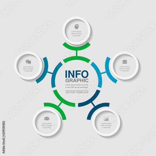 Vector infographic template for diagram, graph, presentation, chart, business concept with 5 options.