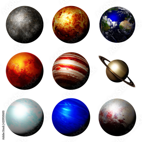 Fototapeta Naklejka Na Ścianę i Meble -  the planets of the solar system isolated on white background