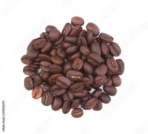 Pile of coffee beans isolated