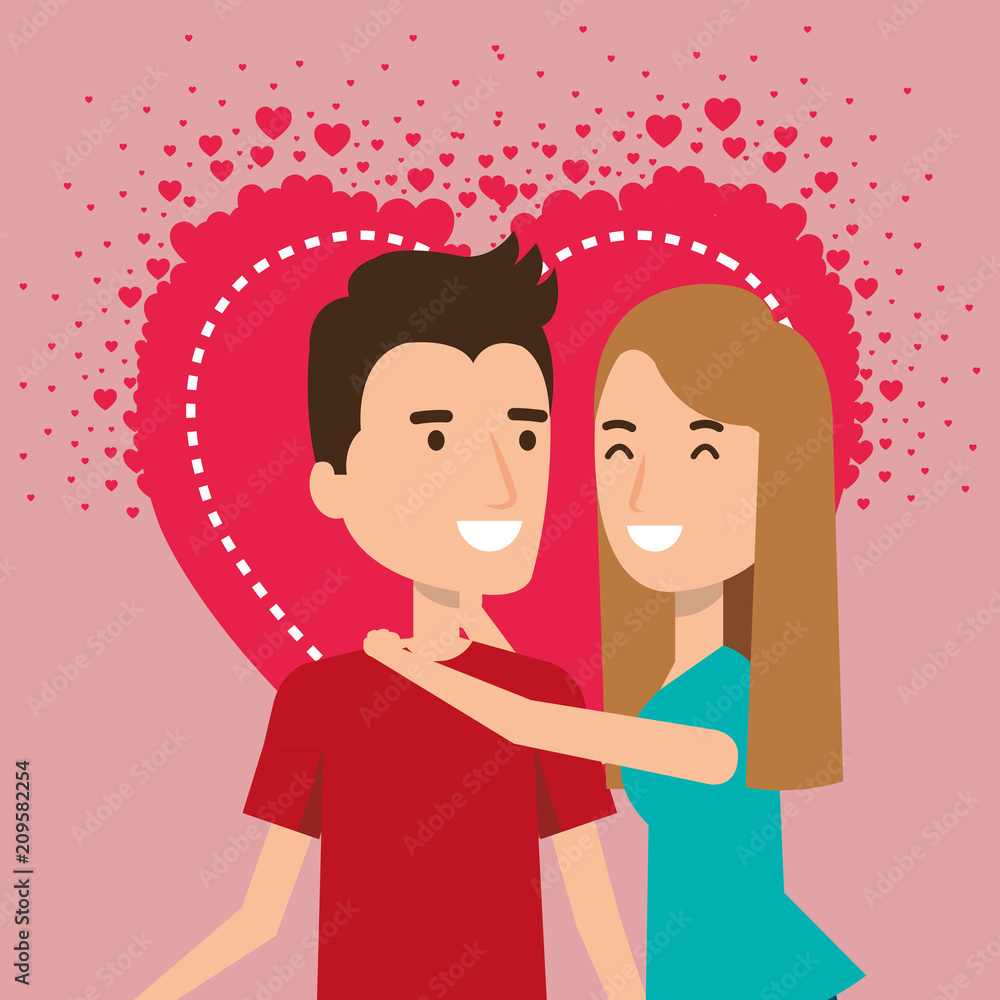 lovers couple with hearts pattern vector illustration design lovers couple with hearts pattern vector illustration design