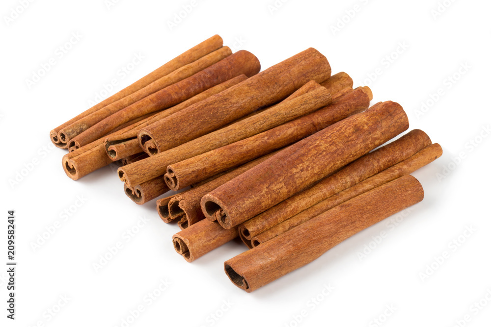 cinnamon sticks top view isolated on white background