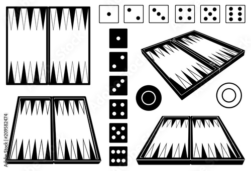 Tela Set of different backgammon boards isolated on white
