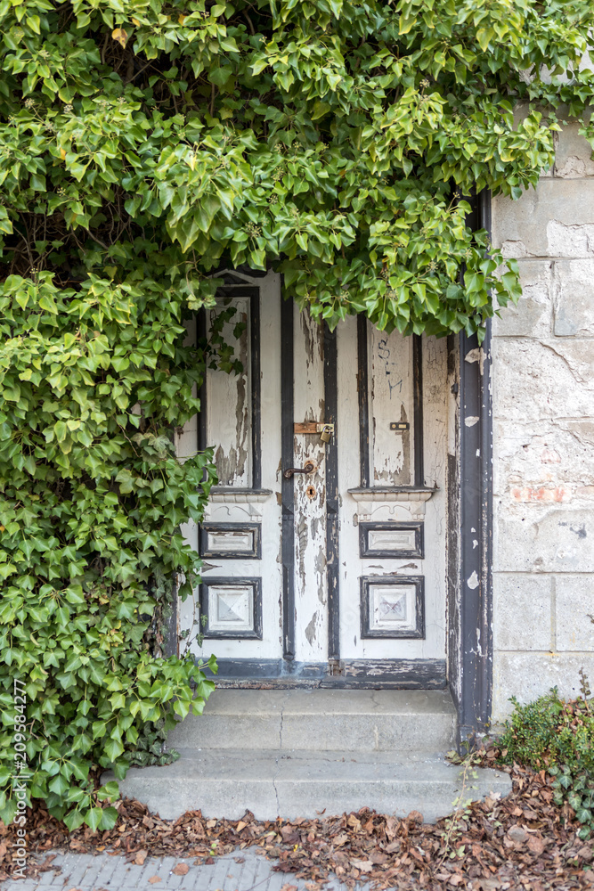Alte Haustür eines verlassenen Hauses