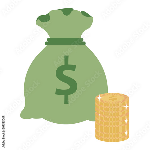 money bag with coins vector illustration design