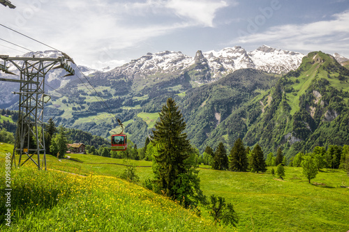 Stunning landscape panorama of Swiss Alps, Fronalpstock, Klingenstock and Chaiserstock near Illgau. Illgau is a village in Schwyz District in the canton of Schwyz in Switzerland, Europe