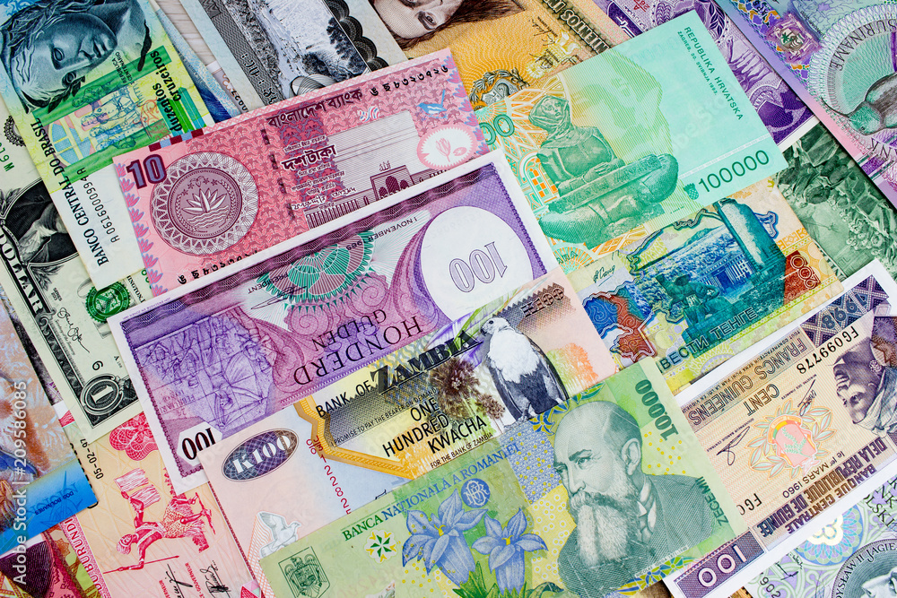 Different world banknotes. Background for business. Money concept Different world banknotes. Background for business. Money concept