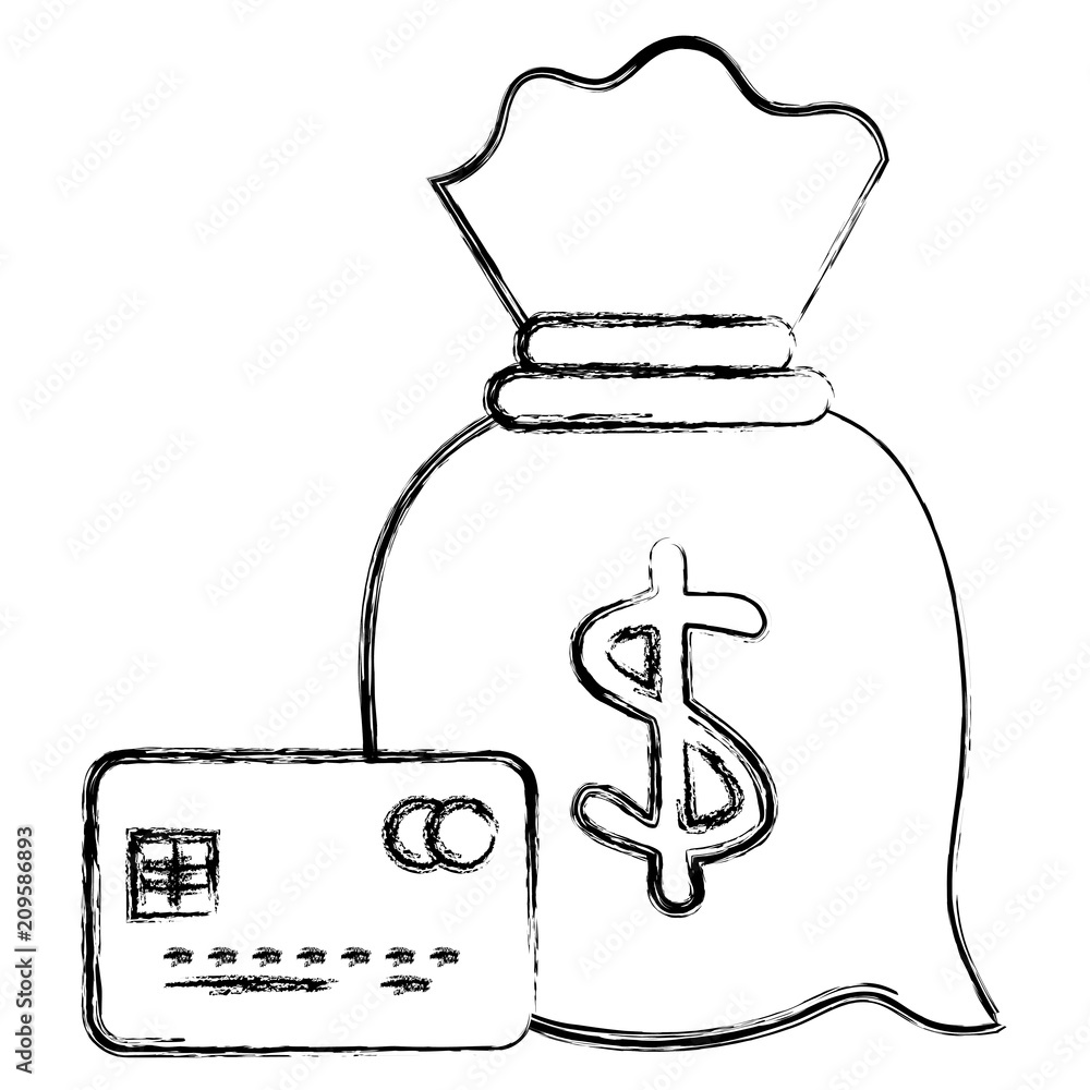 money bag with credit card vector illustration design money bag with credit card vector illustration design