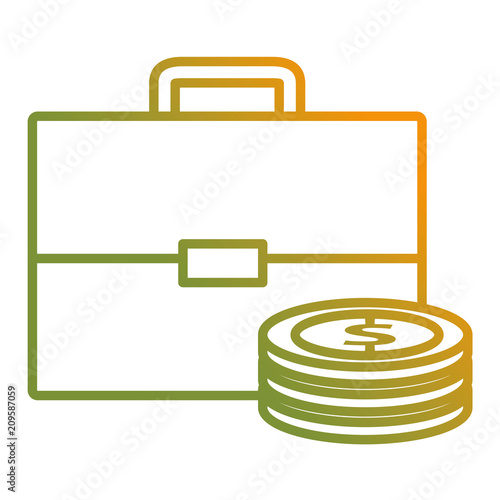 portfolio briefcase with coins vector illustration design