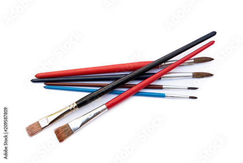 Set of paint brushes isolated on a white background