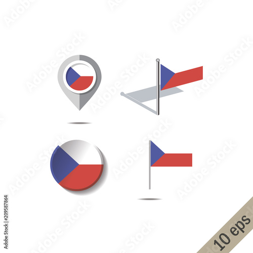 Map pins with flag of CZECH REPUPLIC - vector illustration photo