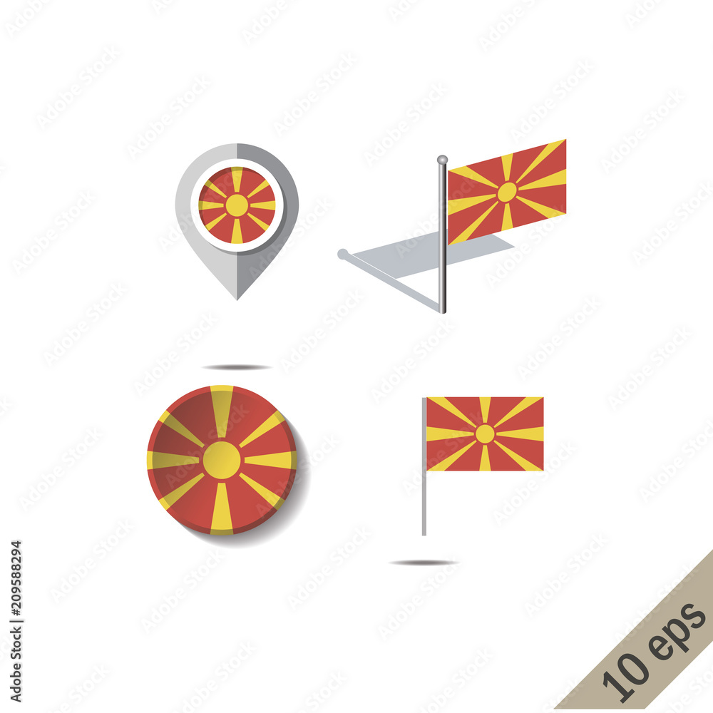Map pins with flag of MACEDONIA - vector illustration Map pins with flag of MACEDONIA - vector illustration
