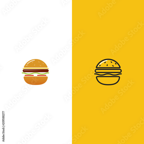 American classic burger house logo. Logotype for restaurant or cafe or fast food. 