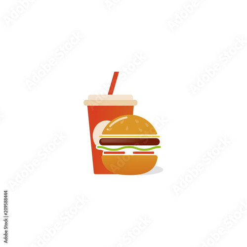 American classic burger house icon. Logotype for restaurant or cafe or fast food. 