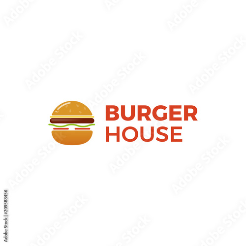 American classic burger house logo. Logotype for restaurant or cafe or fast food. 