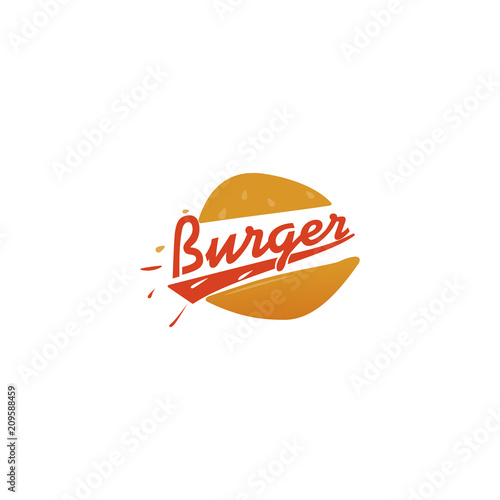American classic burger house logo. Logotype for restaurant or cafe or fast food. 