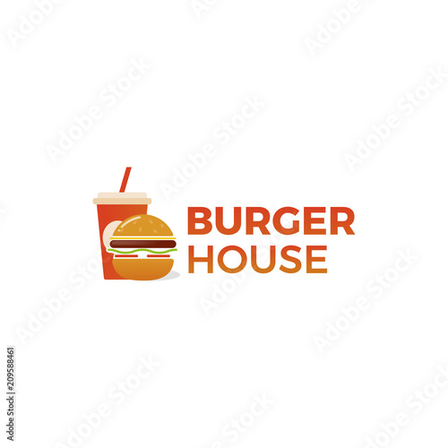 American classic burger house logo. Logotype for restaurant or cafe or fast food. 