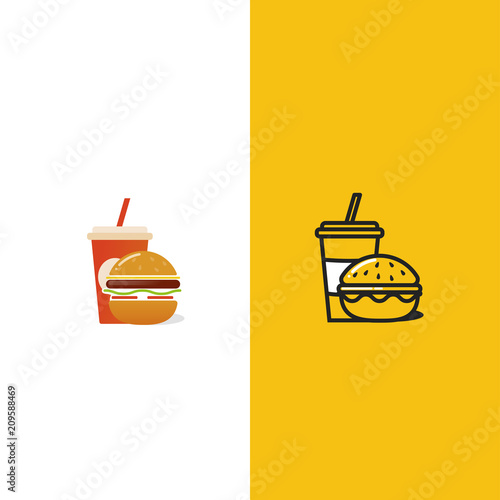 American classic burger house logo. Logotype for restaurant or cafe or fast food. 