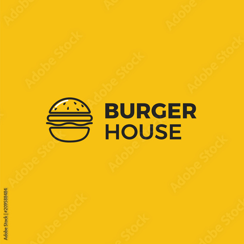 American classic burger house logo. Logotype for restaurant or cafe or fast food. 
