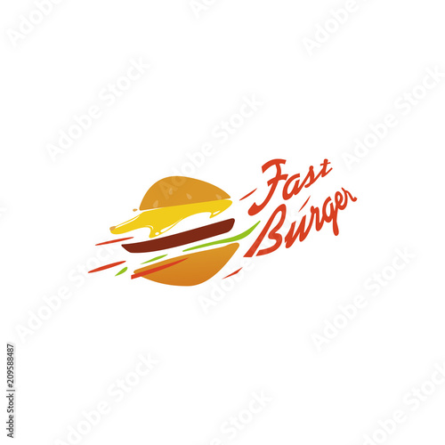 American classic burger house logo. Logotype for restaurant or cafe or fast food. 