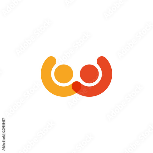 Human logo, mutual aid icon, people together abstract logotype. People support and hope symbol. Partnership vector design concept on white background.