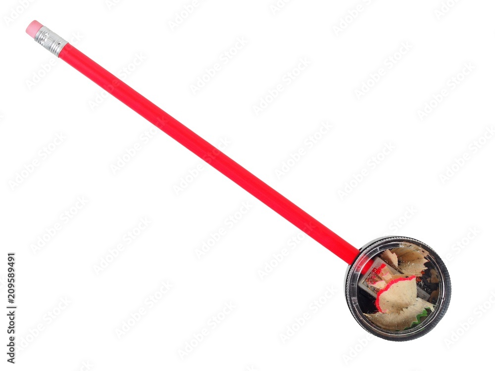 Pencil and sharpener on white