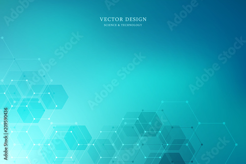 Vector medical background with hexagons shapes. Geometric abstract background for medical, science and digital technology design.