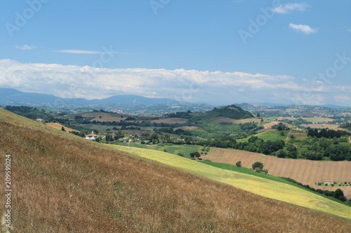 central of Italy,hills,crops,landscape,agriculture,panorama,view,sky,green,cereals