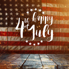 Inscription Happy 4th of July with USA flag.