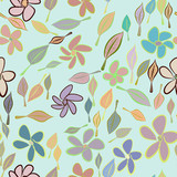Seamless abstract illustrations of leaves & flower, conceptual. Details, wallpaper, sketch & line.