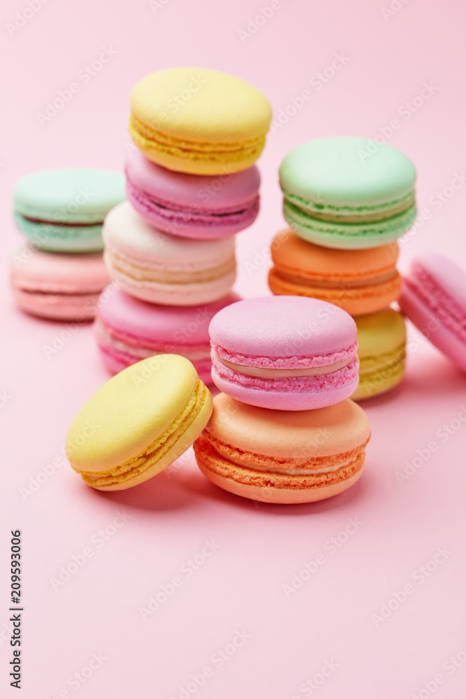 Dessert. Colorful Macaroons Close Up Dessert. Colorful Macaroons Close Up