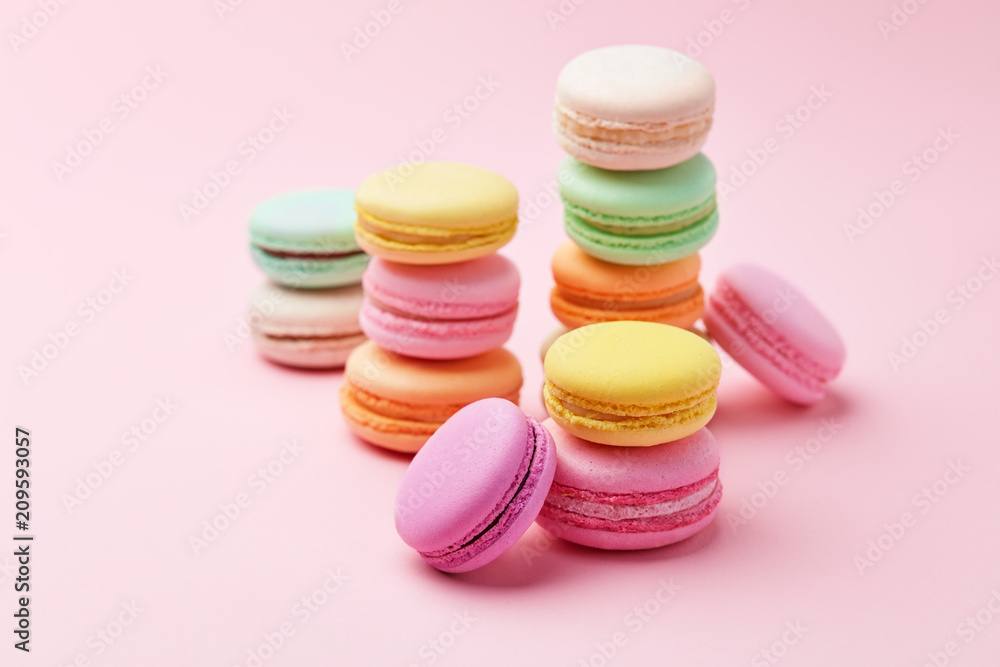 Dessert. Colorful Macaroons Close Up Dessert. Colorful Macaroons Close Up