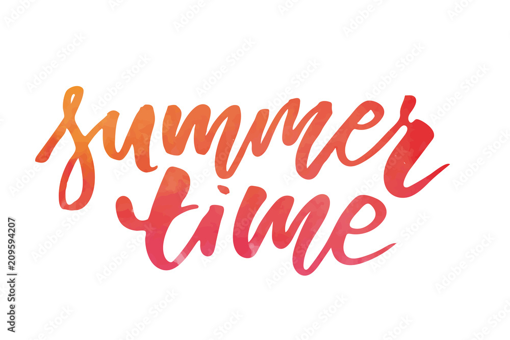Summer time vector text lettering calligraphy letters black color