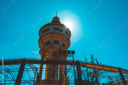 tower at Margaret island with lens flare on the top photo