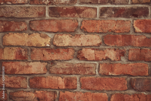 Vintage red brick wall texture background.