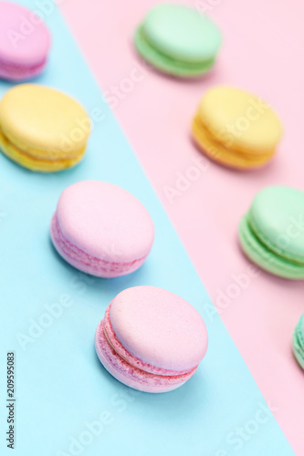 Sweets. Colorful Macaroons Background