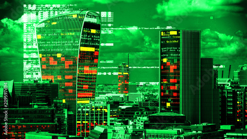 Canvas Print london skyline and data code