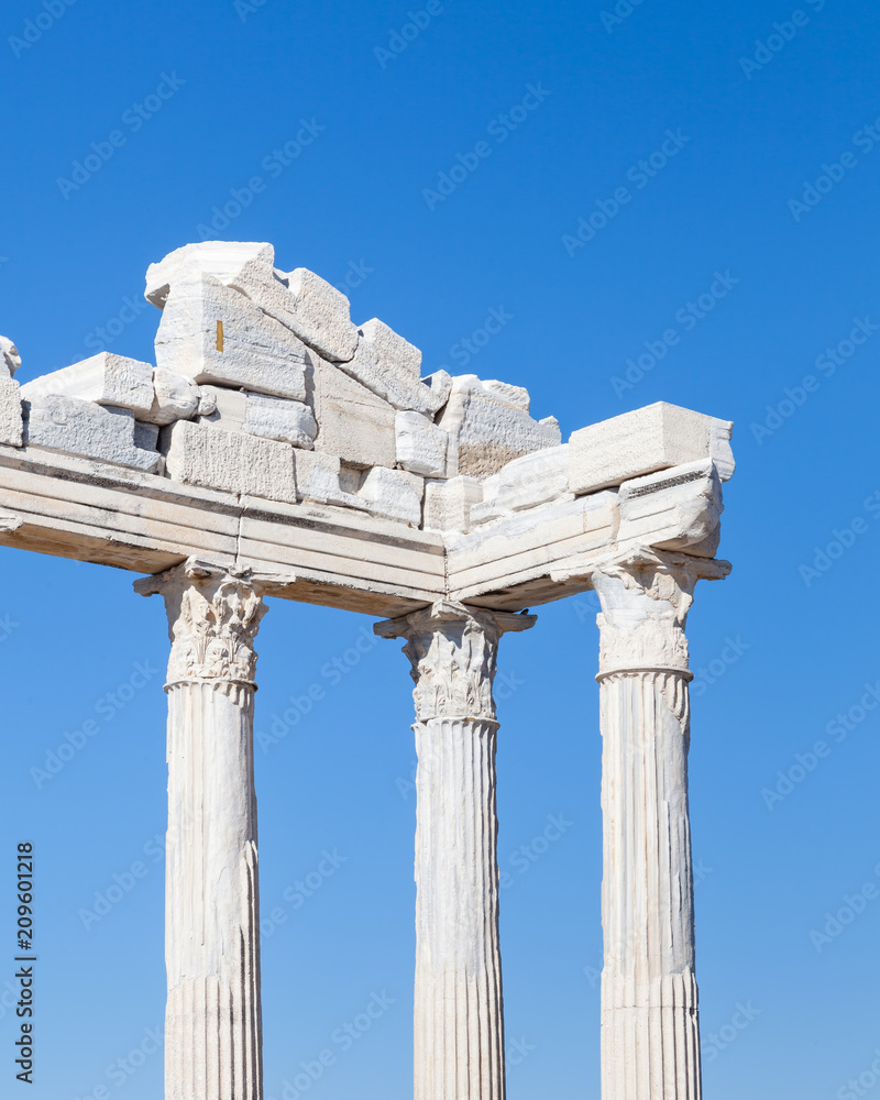 The Temple of Apollo.  The Temple of Apollo is located in the ancient Greek city of Side in southern Turkey.