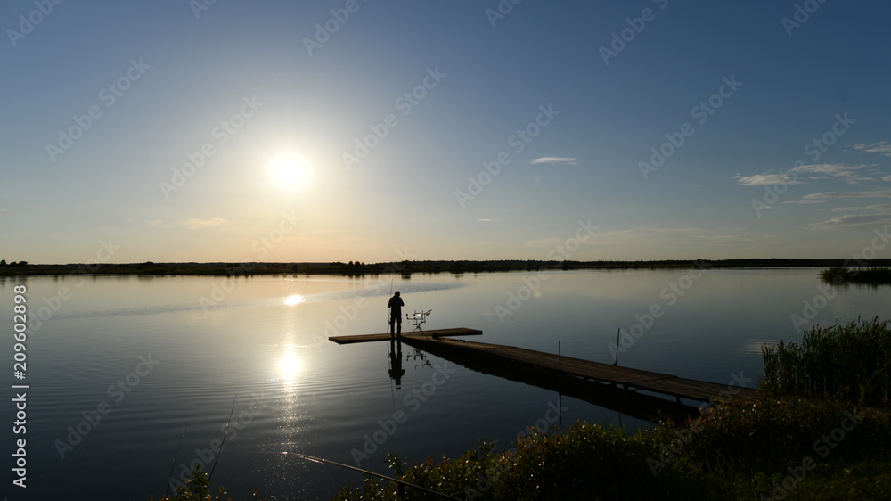 Закат, рыбалка, вода, тишина