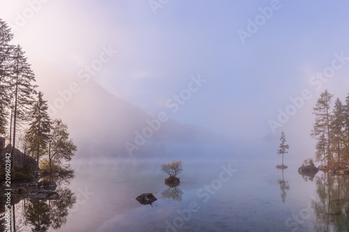 Fototapeta Naklejka Na Ścianę i Meble -  Autumn andscape with foggy lake