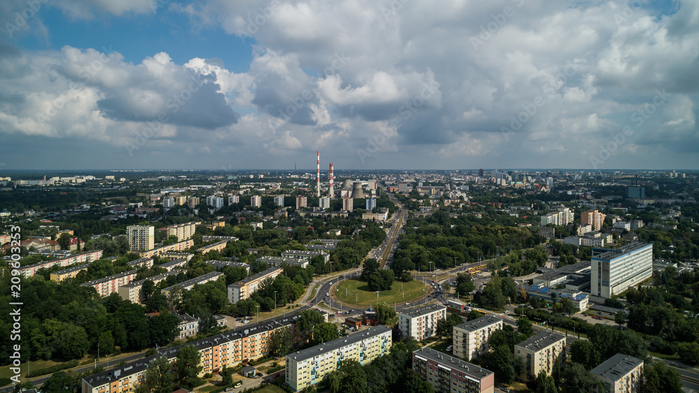 Łódź Krajobraz miasta - obrazy, fototapety, plakaty 