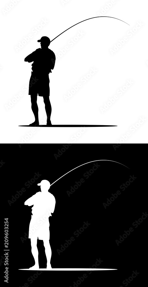 Obraz premium Fisherman vector silhouette