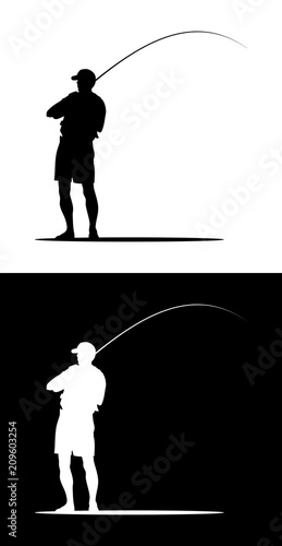 Fisherman vector silhouette