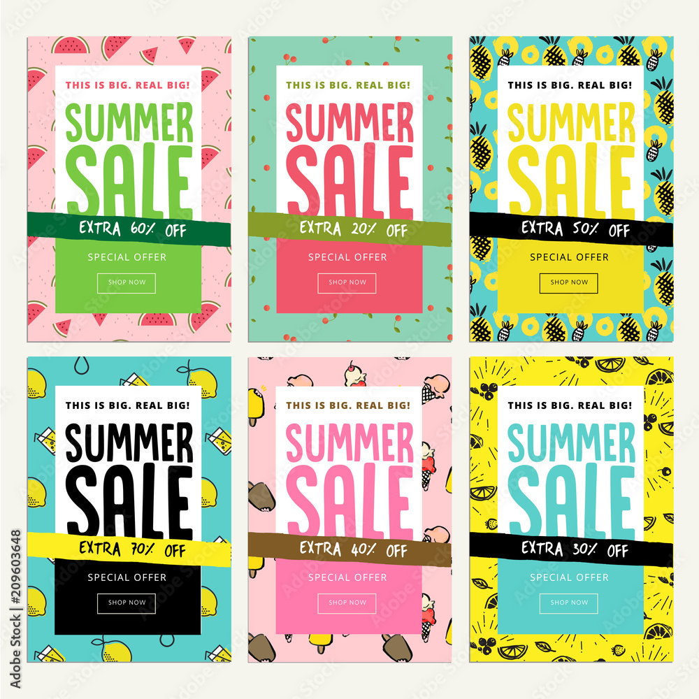 Mobile sale banner templates. Vector illustrations of online shopping ads, posters, newsletter designs, coupons, social media banners and marketing material.