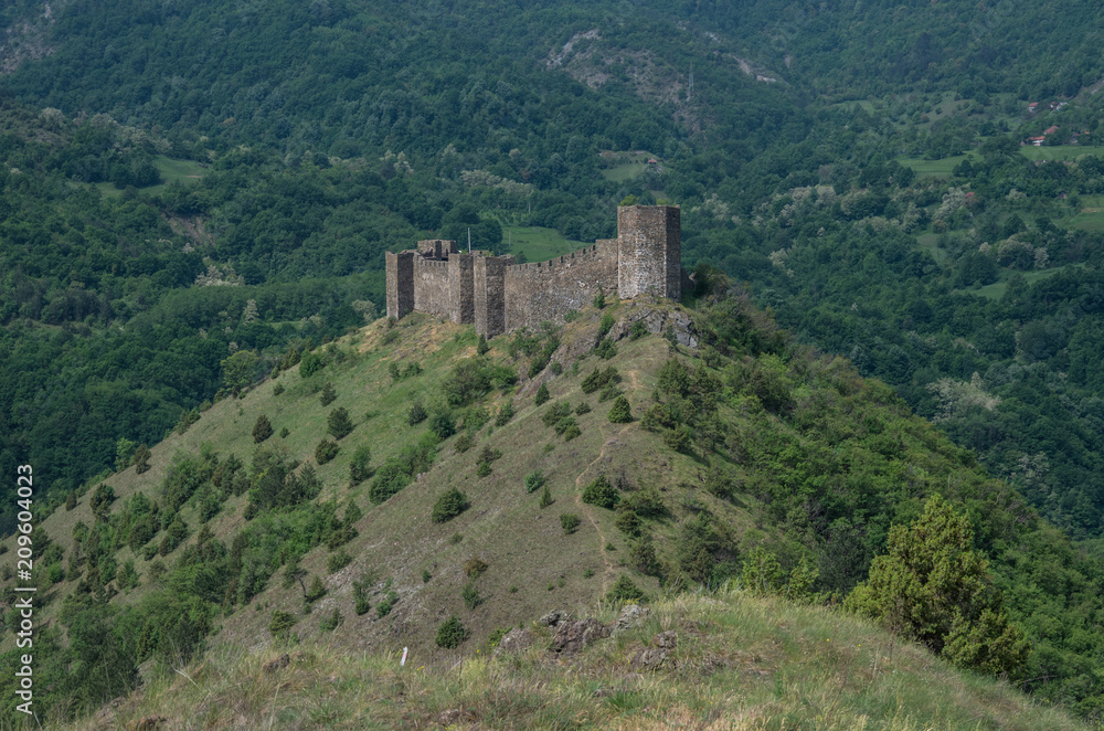 Medieval fortress Maglic on mountain cliff, Serbia