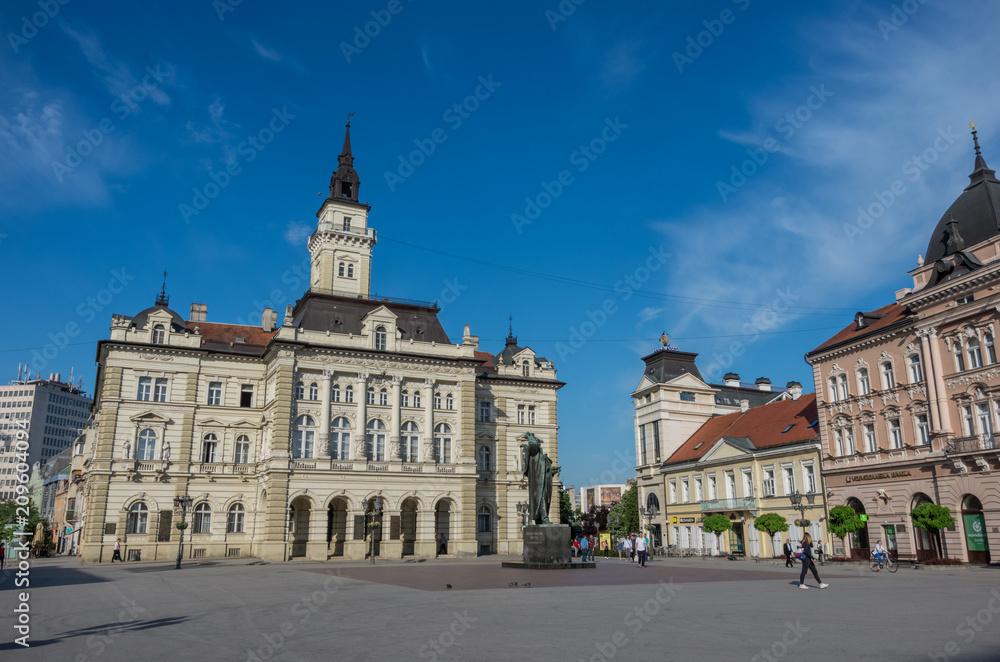  View of City Hall in Liberty Square (Trg Slobode) in Novi Sad , Serbia