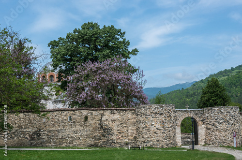 Entrance gate of Studenica monastery, 12th-century Serbian orthodox monastery located near city of Kraljevo, Serbia photo